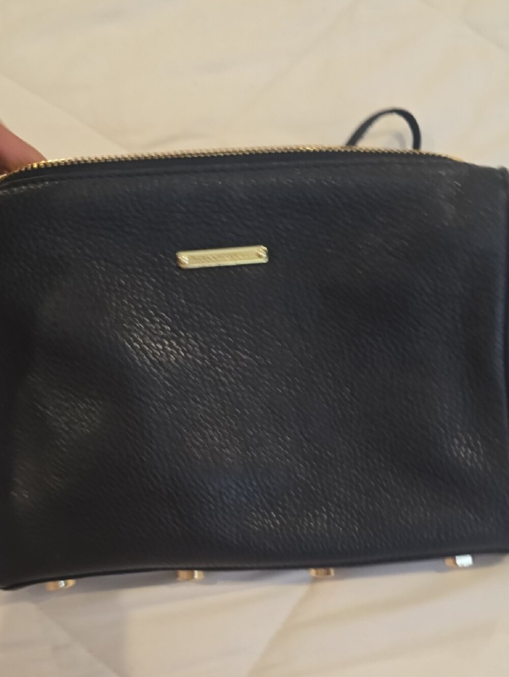 Rebecca Minkoff Black Crossbody with Gold Chain & Triple Zips - Picture 3 of 5